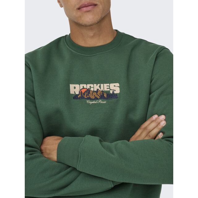 Only & Sons onsconnor simple life reg ls crew s 22035961 trekking green 05735.369.0031 large