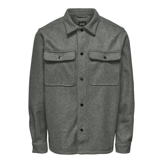 Only & Sons onsash ovr woolen look pkt ls shirt 22023564 castor gray 05633.940.0052 large
