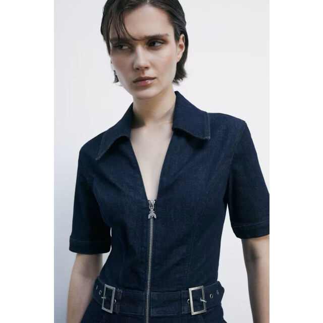 Patrizia Pepe Denim jumpsuit met korte mouwen 8T0048 large