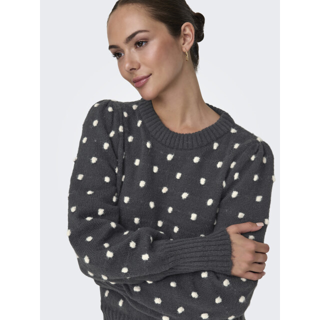 Jacqueline de Yong sigrid life l/s on puff pull knt 15304813 dark grey melange 06712.970.0014 large