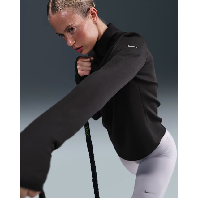 Nike One women's therma-fit 1/2-zip training t-shirt lange mouw dames - 073023_990-L large