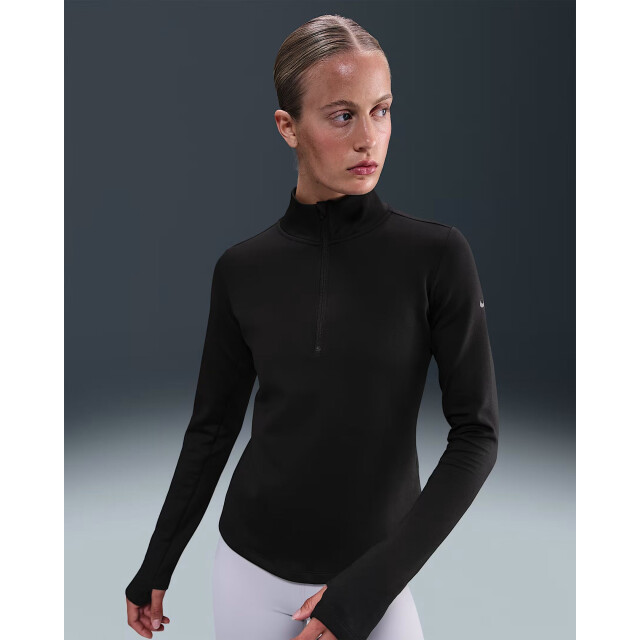 Nike One women's therma-fit 1/2-zip training t-shirt lange mouw dames - 073023_990-L large