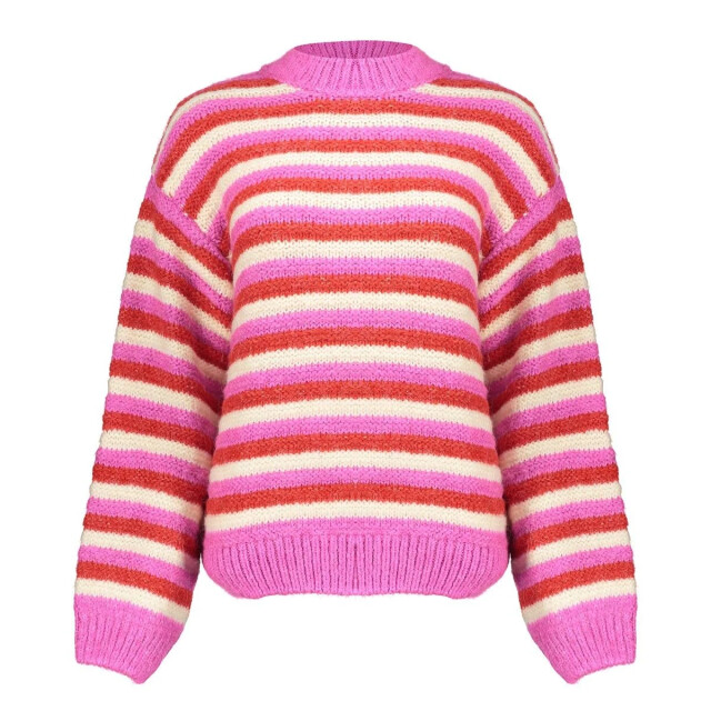 Geisha 54565-23 420 pullover loose knit stripes pink/red/off-white 54565-23 420 large