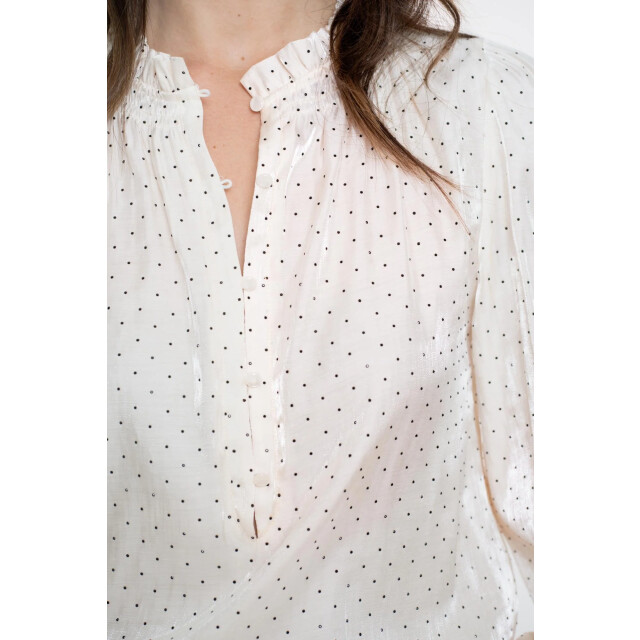 Geisha 53539-14 017 blouse shiny h dots ivory/black 53539-14 017 large