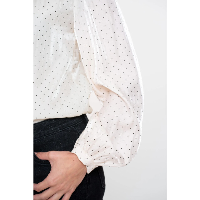 Geisha 53539-14 017 blouse shiny h dots ivory/black 53539-14 017 large