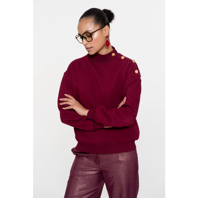 Geisha 52600-41 480 sweater with buttons at shoulder burgundy 52600-41 480 large