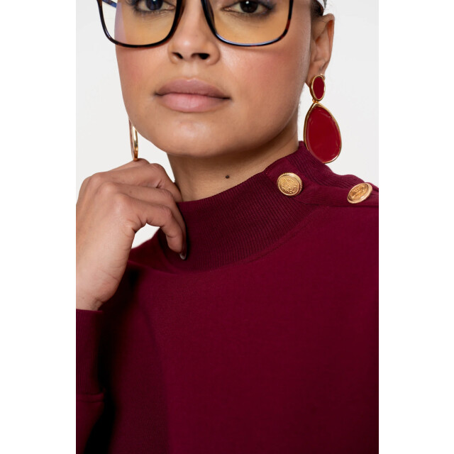 Geisha 52600-41 480 sweater with buttons at shoulder burgundy 52600-41 480 large