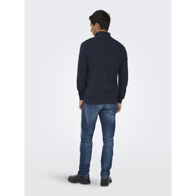 Only & Sons Onsmace reg 12 herringbon half zip navy 5219.37.0021 large