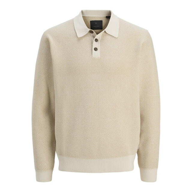 Jack & Jones Jprblalance knit polo ls zand dessin 5369.06.0016 large