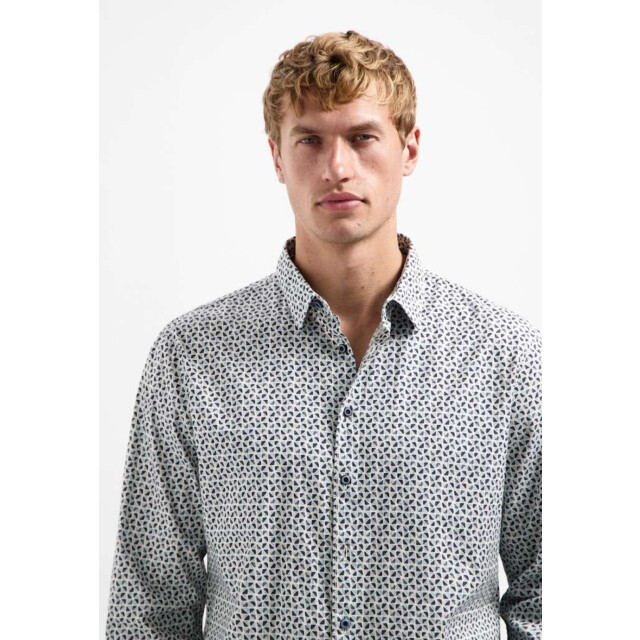 No Excess Shirt stretch allover printed dusty blue 29430921-138 large