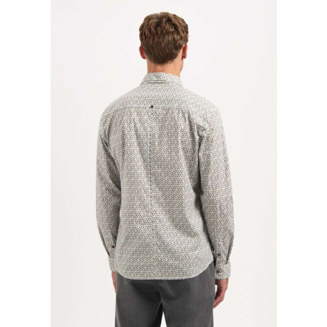 No Excess Shirt stretch allover printed taupe 29430921-044 large