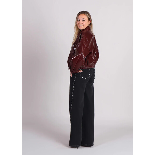 FRNCH Beauvoir lakleren bomberjas bordeaux 9610355245384 large