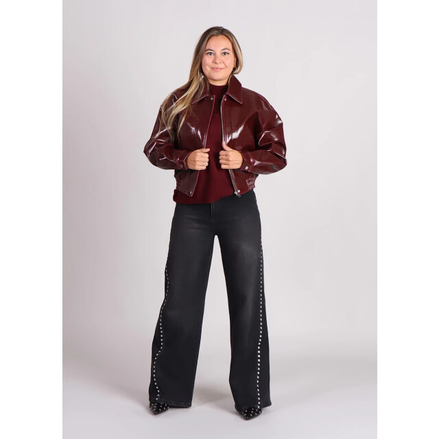 FRNCH Beauvoir lakleren bomberjas bordeaux 9610355245384 large