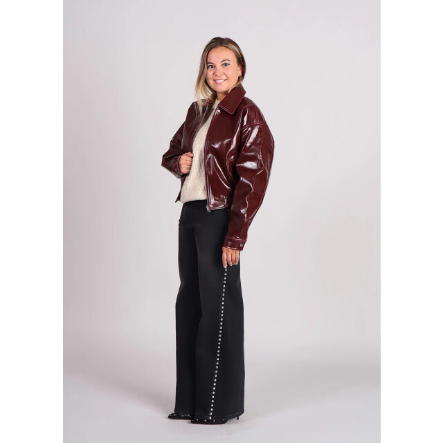 FRNCH Beauvoir lakleren bomberjas bordeaux 9610355245384 large