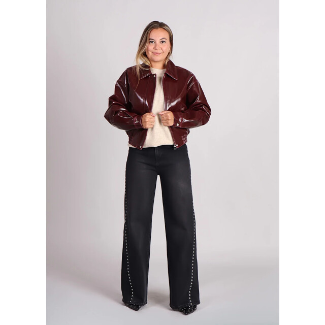 FRNCH Beauvoir lakleren bomberjas bordeaux 9610355245384 large