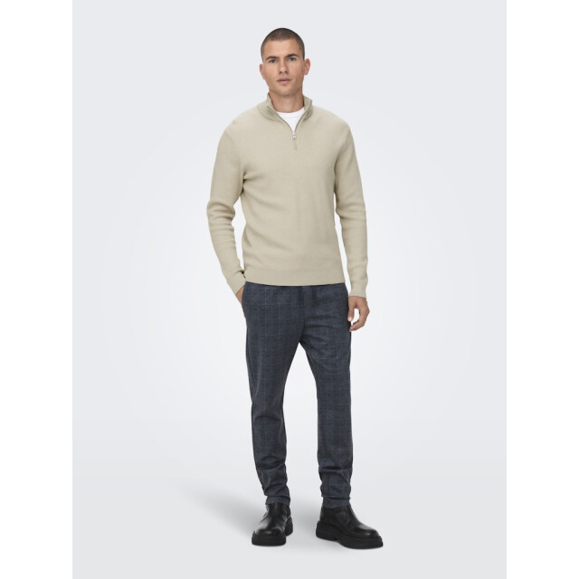 Only & Sons Onsphil reg 12 struc half zip knit zand 5219.04.0036 large