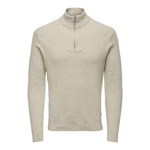 Only & Sons Onsphil reg 12 struc half zip knit zand 5219.04.0036 large