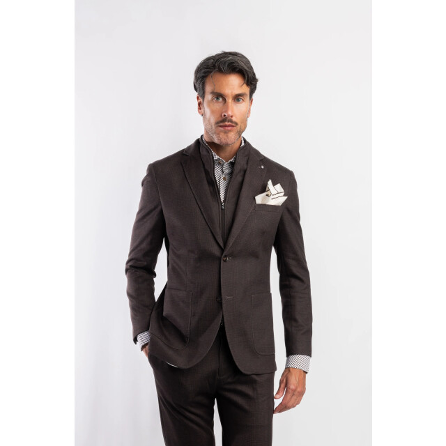 Blue Industry Het colbert met bruin ruitmotief | JBIW25-M3 large