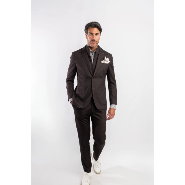 Blue Industry Het colbert met bruin ruitmotief | JBIW25-M3 large