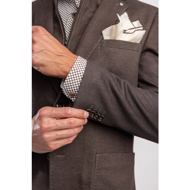Blue Industry Het colbert met bruin ruitmotief | JBIW25-M3 large