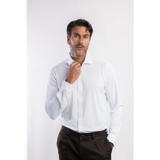 Blue Industry Het uni stretch overhemd | 6004.52-WHITE large