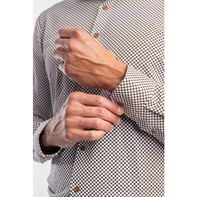 Blue Industry Het overhemd met geprint dessin | 6008.52-BROWN large