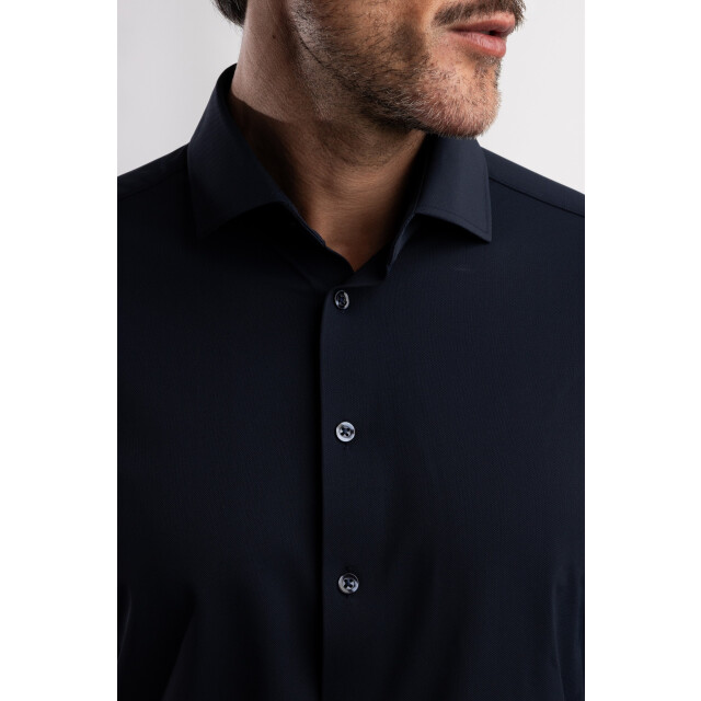 Blue Industry Het uni stretch overhemd | 6004.52-NAVY large
