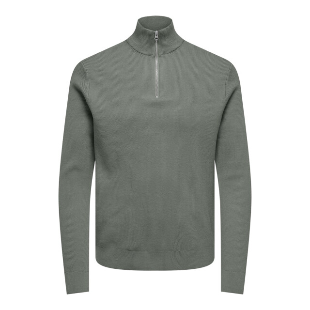 Only & Sons Onsphil reg 12 struc half zip knit olijf 5219.22.0042 large