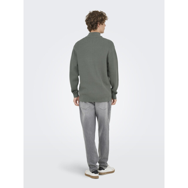 Only & Sons Onsphil reg 12 struc half zip knit olijf 5219.22.0042 large