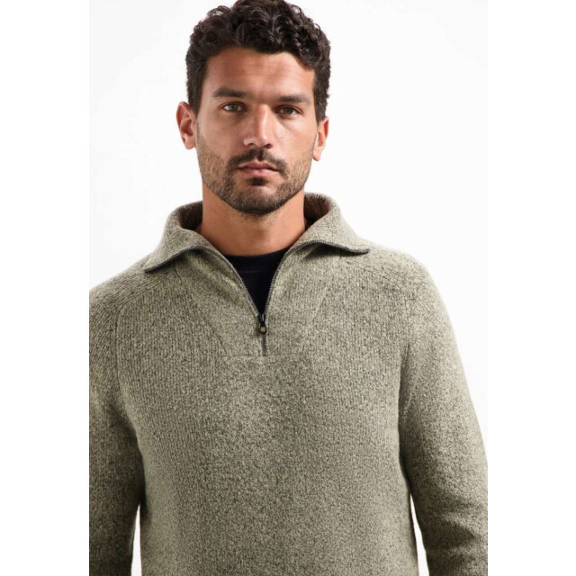 No Excess Pullover wing collar half zip soft sand 29210923-015 large