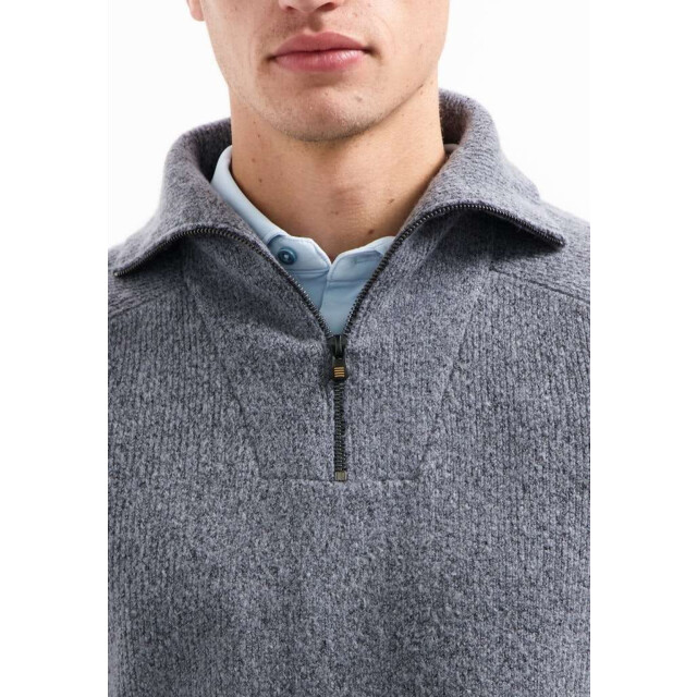 No Excess Pullover wing collar half zip soft washed blue 29210923-137 large