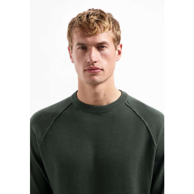 No Excess Pullover crewneck solid waffle knit dark green 29230964SN-052 large