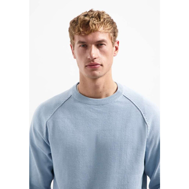 No Excess Pullover crewneck solid waffle knit dusty blue 29230964SN-138 large