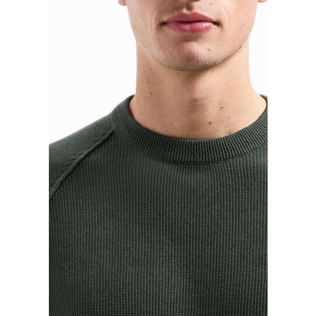 No Excess Pullover crewneck solid waffle knit dark green 29230964SN-052 large