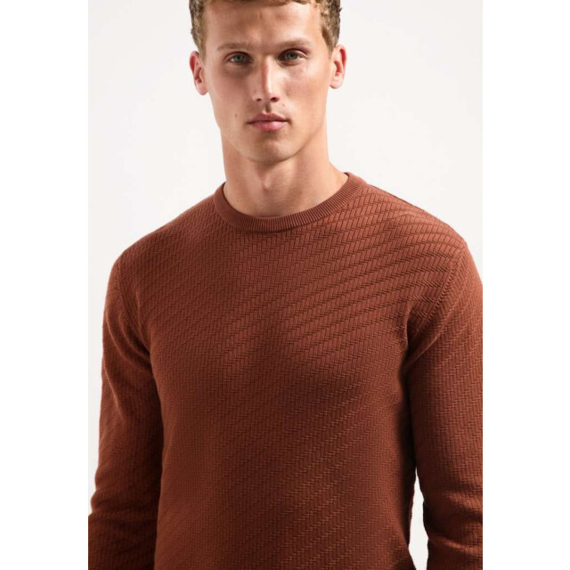 No Excess Pullover crewneck jacquard solid terra 29230916-141 large