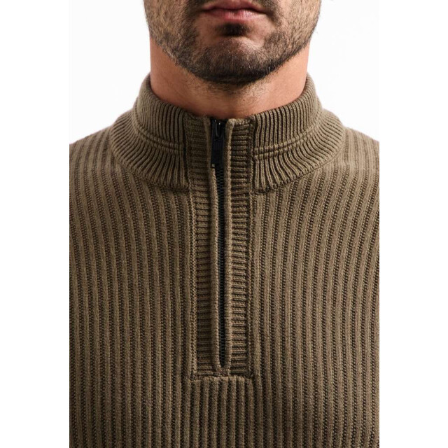 No Excess Pullover half zip rib variation taupe 29230932-044 large