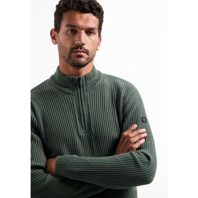 No Excess Pullover half zip rib variation dark green 29230932-052 large
