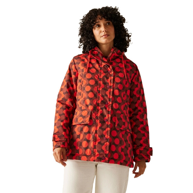Regatta Dames orla kiely bloemen waterdichte jas halflang UTRG12341_redburnthenna large