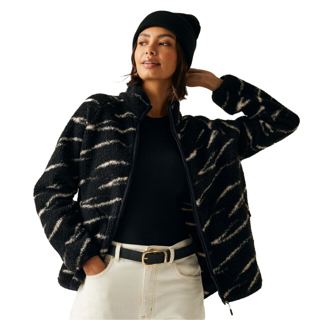 Regatta Dames frankie abstract borg full zip fleecejack UTRG12131_blacklightvanilla large