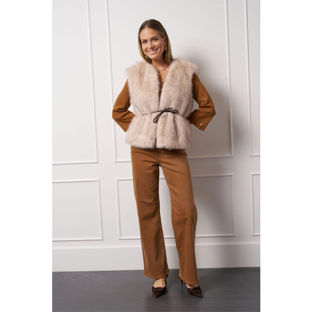 Studio Anneloes Ivana fur waistcoat zand 4259.04.0005 large