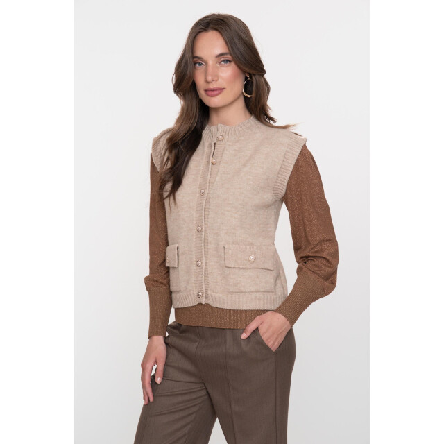 Geisha pullover pleated shoulders lurex 54530-14 720 sand 06712.820.0138 large