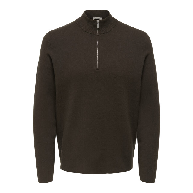Only & Sons onscooper half zip high neck knit n 22032411 demitasse 05711.840.0093 large