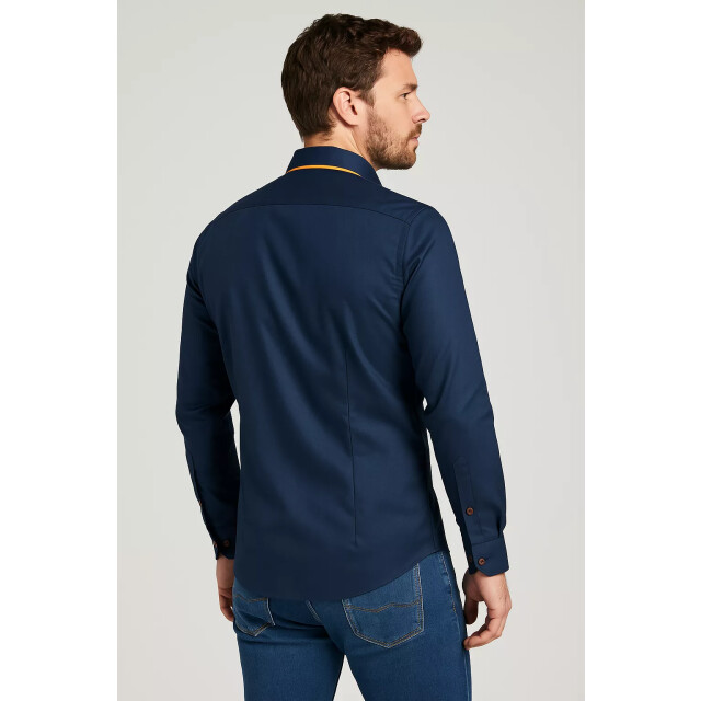 Arya Brand herenoverhemd blauw harde kraag katoen 113613-1-1 large
