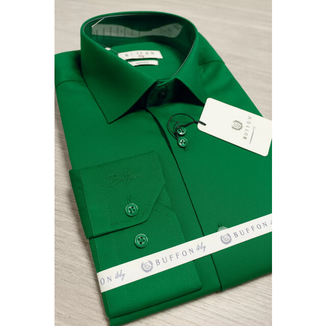 Buffon herenoverhemd - harde kraag katoen 01500GR large