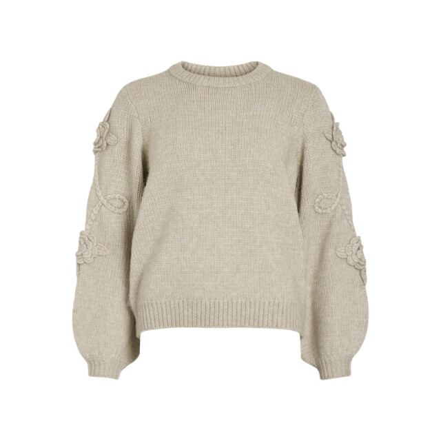 Vila Vifaye o-neck ls embrodiery knit top beige 4219.05.0125 large