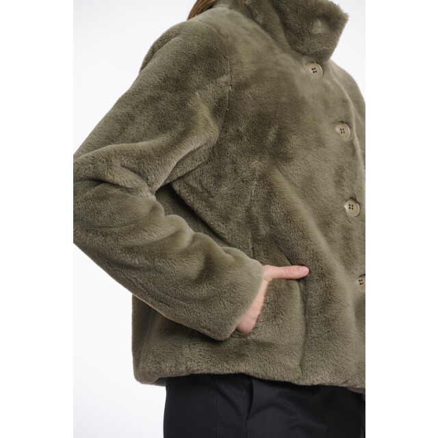Rino & Pelle single breasted fake fur jacket vie.7002511 green ash 06111.369.0046 large