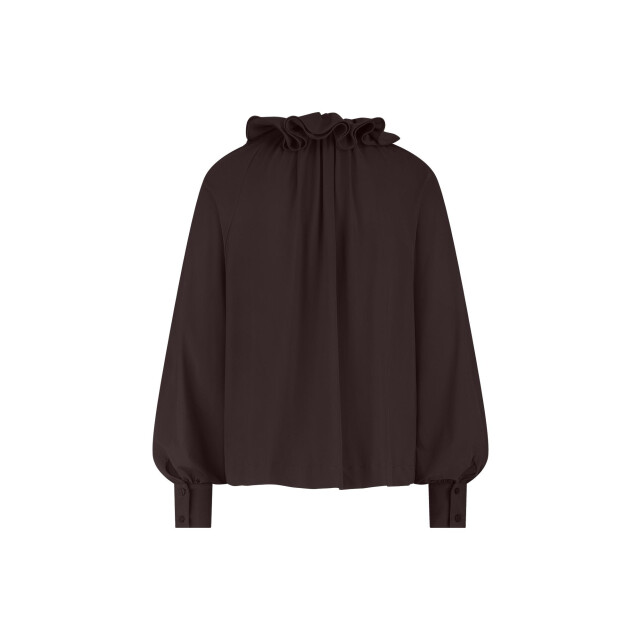 Studio Anneloes palmer ruffle blouse 13270 8700 espresso 06615.870.0013 large