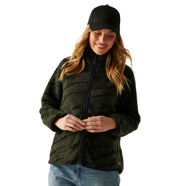 Regatta Dames frankie borg full zip fleecejack UTRG12074_darkkhakiblack large