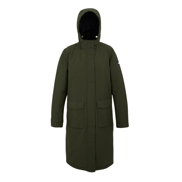 Regatta Dames yarli longline waterdichte jas UTRG10920_darkkhakilightvanilla large