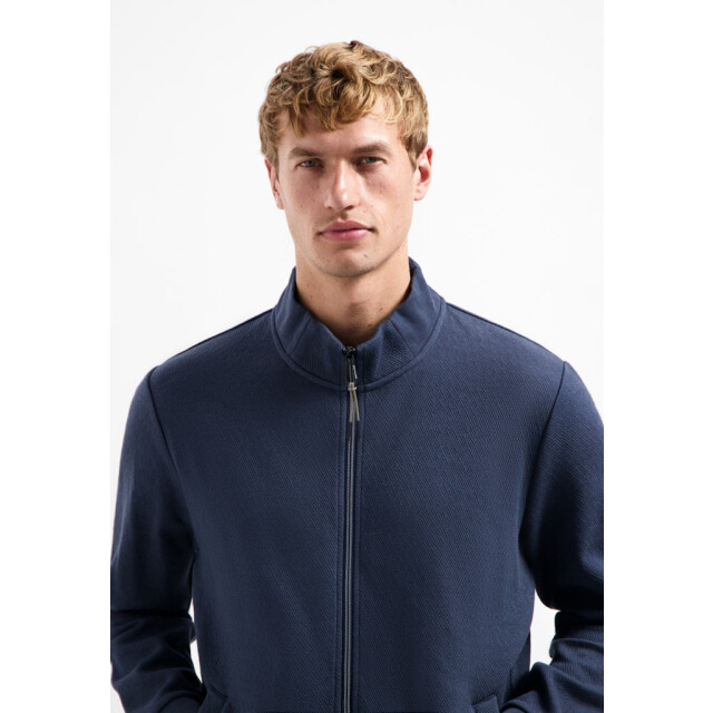 No Excess Sweater full zip stand up-collar relief navy 5239.37.0023 large